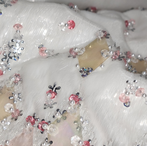 SPRING Easter MOSCHINO COUTURE Faux Fur Dress Marie Antoinette Embellished Beads - Picture 11 of 16